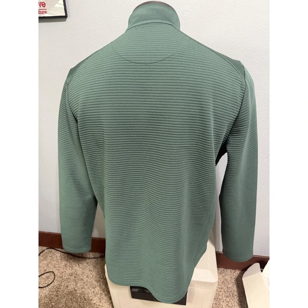 Callaway Mens Opti-Dri Quarter Zip Pullover Sage Green Ribbed Golf Sweater Large